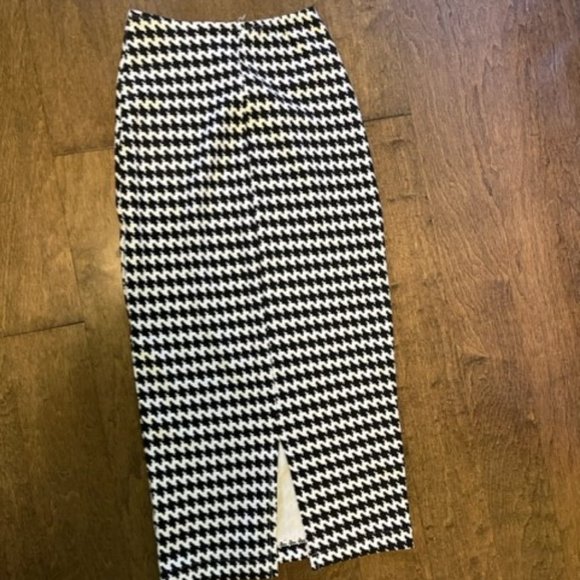 AMERICAN APPAREL HOUNDSTOOTH HIGH WAISTED PENCIL SKIRT BLACK AND WHITE XS - Picture 2 of 2